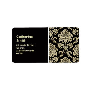 Black and White Damask Wedding Address Labels