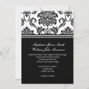 Black and White Damask Wedding Invitation