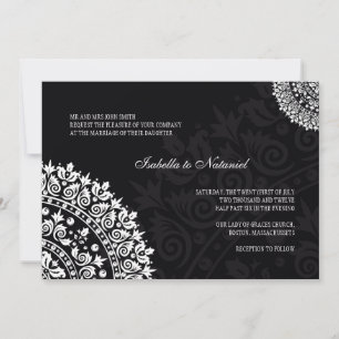 Black and White Damask Wedding Invitation
