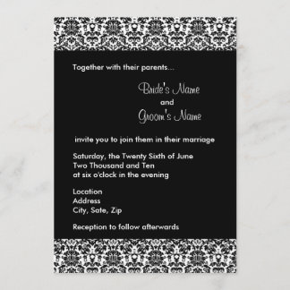 Black and White Damask Wedding Invitation