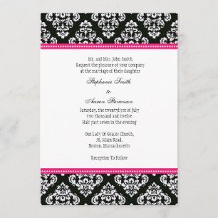 Black and White Damask Wedding Invitation