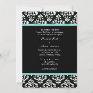 Black and White Damask Wedding Invitation