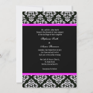 Black and White Damask Wedding Invitation