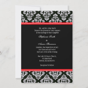 Black and White Damask Wedding Invitation