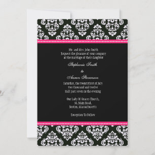 Black and White Damask Wedding Invitation