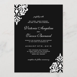 Black and White Damask Wedding Invitations