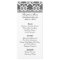 Black and White Damask Wedding Menu Rack Card