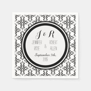 Black and White Damask Wedding Napkins