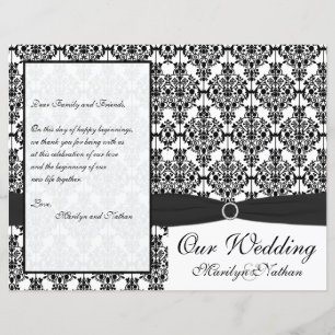 Black and White Damask Wedding Program