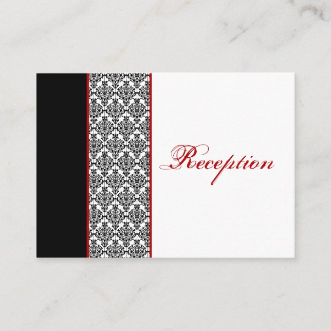 Black and White Damask with Red Enclosure Card (Front)