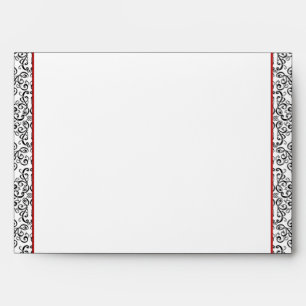 Black and White Damask with Red Wedding Envelope