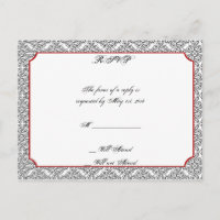 Black and White Damask with Red Wedding RSVP