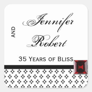 Black and White Damask with Ruby Envelope Seal