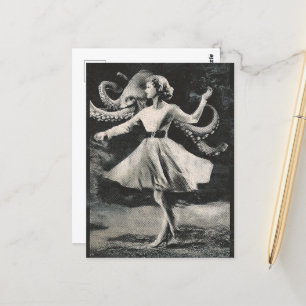 Black and White Dance With the Octopus Postcard