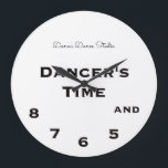 Black and white Dancer's Time 5, 6, 7 and 8 Large Clock<br><div class="desc">Dancer's Time 5,  6,  7 and 8 Novelty Round Clock.</div>