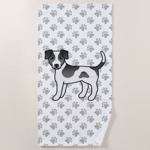 Black And White Danish-Swedish Farmdog Cute Dog Beach Towel