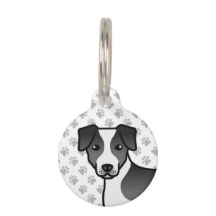 Black And White Danish-Swedish Farmdog Head Pet Tag