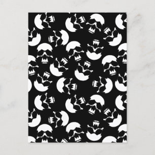 Black and White Dark Aesthetic Skull Pattern Postcard