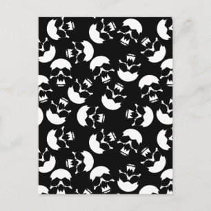 Black and White Dark Aesthetic Skull Pattern Postcard