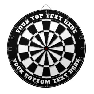 Black and White Dartboard with Custom Text