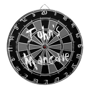 Black and white dartboard with funny quote for men