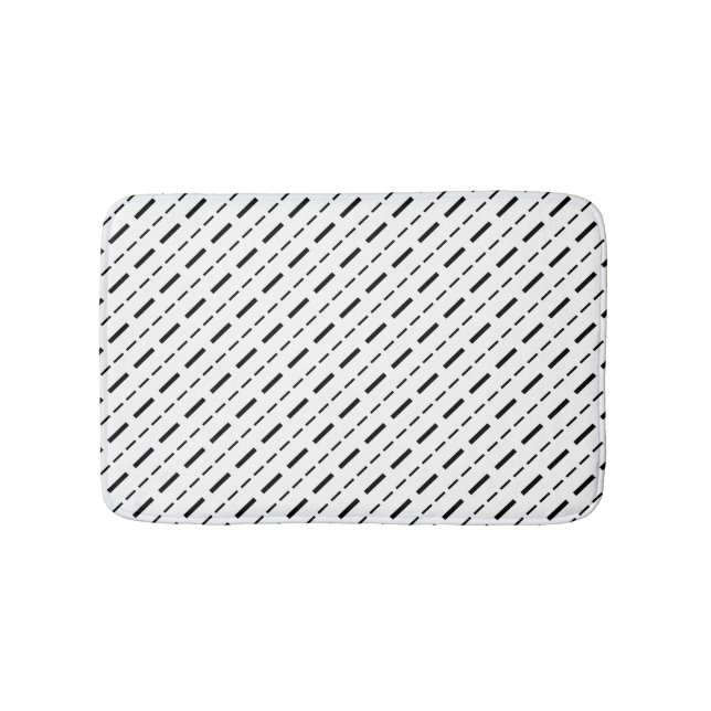 Black And White Dash Lines Bath Mat (Front)