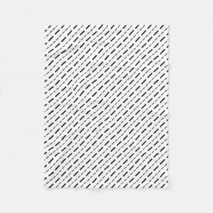 Black And White Dash Lines Fleece Blanket