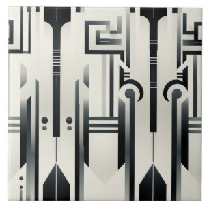 Black and White Deco, Columns and Totems Ceramic Tile