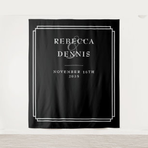 Black And White Deco Wedding Photo Booth Backdrop Tapestry