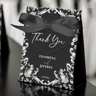Black and white decor elegant wedding favour box