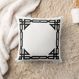 Black and White Decorarive Geometric Frame Cushion