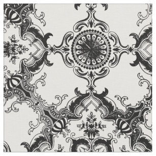 Black and White Decorative Damask Pattern Fabric
