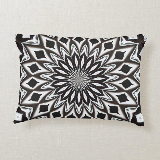 Black And White Decorative Mandala Cushion (Back)