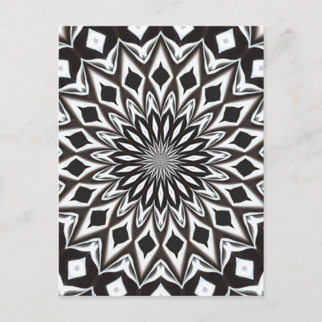 Black And White Decorative Mandala Postcard (Front)