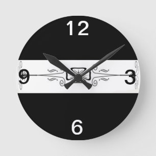 Black And White Decorative Round Clock