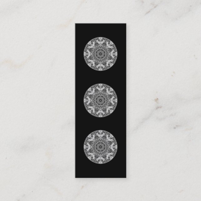 Black and White Decorative Round Pattern. Mini Business Card (Front)