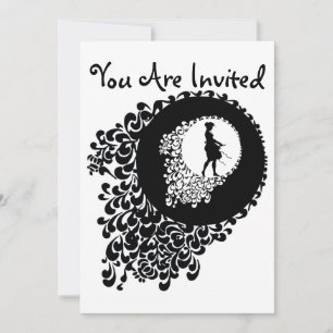 Black And White Decorative Silhouette Girl Invitation
