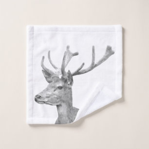 Black and White Deer Bath Towel Set