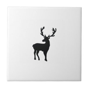 Black and white deer ceramic tile