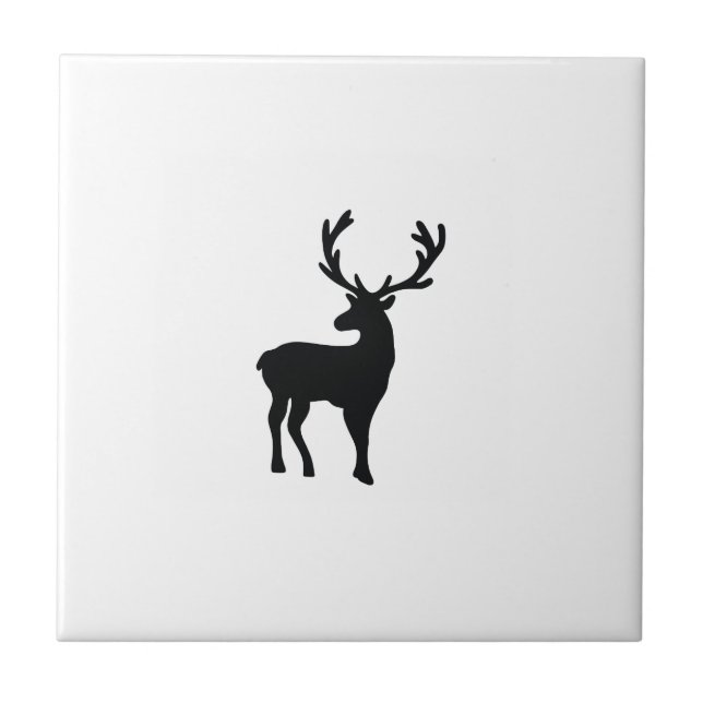 Black and white deer ceramic tile (Front)