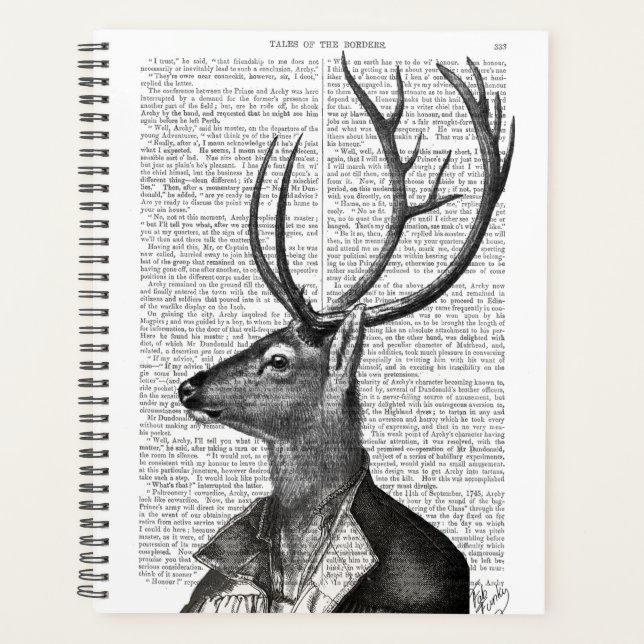 Black and White Deer Portrait Planner (Front)