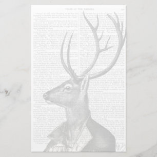 Black and White Deer Portrait Stationery