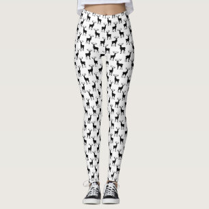 Black and White Deer Silhouette PatternLeggings Leggings