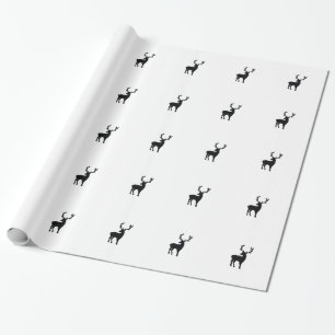 Black and white deer wrapping paper