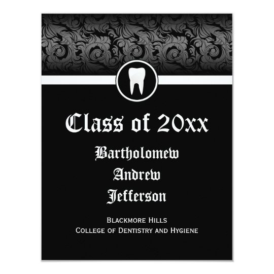 Black and White Dental School Graduation Dentistry Card