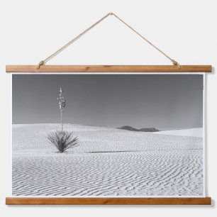 Black and White Desert Sand Dunes with Yucca Hanging Tapestry