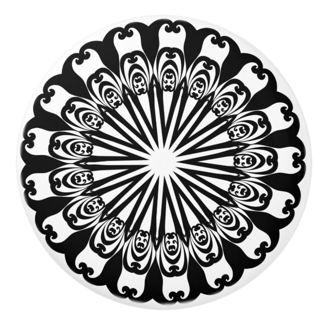 Black and White Design Door Knob Cabinet Pull (Front)