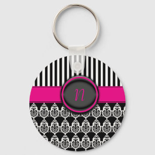 Black and white design with customisable monogram key ring