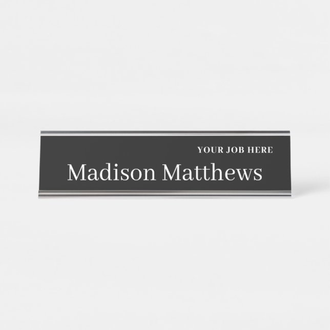 Black and White  Desk Name Plate (Front)