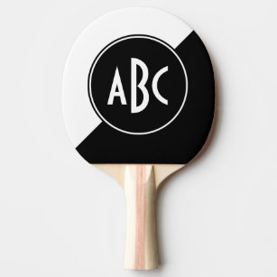 Black and White Diagonal Colour Block Monogram Ping Pong Paddle